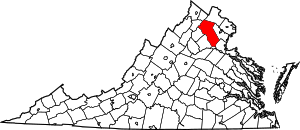 Map of Virginia highlighting Fauquier County