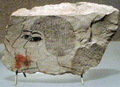 Ostracon found from the dump below Senenmut's tomb chapel (SAE 71) thought to depict his double profile. Now residing in the Metropolitan Museum.