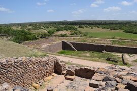 Dholavira, one of the largest cities of the Indus Valley Civilisation, with stepwell steps to reach the water level in artificially constructed reservoirs.[7]