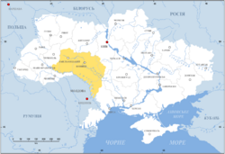 پودوليا (أصفر) في أوكرانيا الحديثة