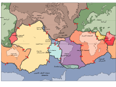 Plates in the crust of the earth, according to the plate tectonics theory