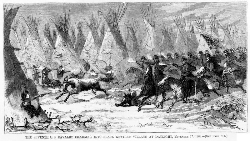 ملف:Seventh Cavalry Charging Black Kettle s Village 1868.jpg