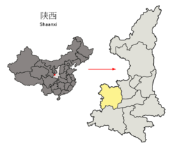 Location of Baoji Prefecture within Shaanxi