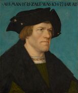 Hans Maler zu Schwaz، Portrait of a beardless man with the inscription: „ALS MAN. 1521. ZALT. WAS. ICH. 33. IAR ALT“ (mutatis mutandis to English: „as we had in 1521, I was 33 years old)