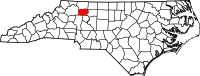 Map of North Carolina highlighting يادكين