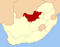 Map showing the location of the North West province in South Africa