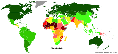 World map showing the Education Index of 2007/2008