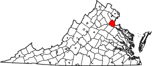 Map of Virginia highlighting Stafford County