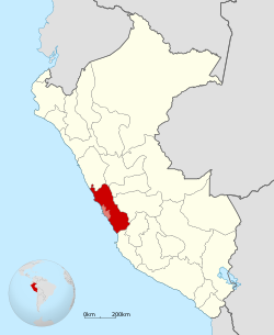 Location of the Lima region in Peru