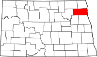 Map of North Dakota highlighting والش
