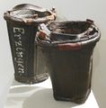 German 19th century leather fire-buckets. With wood, leather was the most common material for buckets before modern times