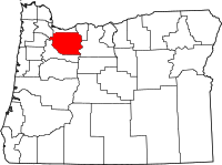 Map of Oregon highlighting كلاكماس