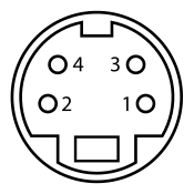 4-pin Mini-DIN pinout: the off-center rectangle and surrounding notches are a key.