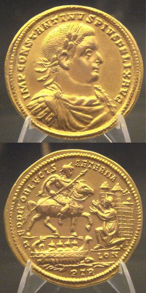 ملف:Constantius I capturing London after defeating Allectus Beaurains hoard.jpg