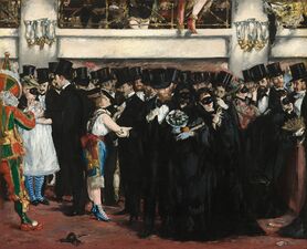 Le Bal de l'Opera (1873) by Édouard Manet, shows the dominance of black in Parisian evening dress.