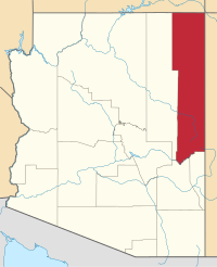 Map of Arizona highlighting أباتشي