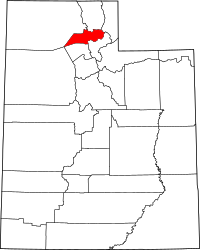 Map of Utah highlighting ويبير