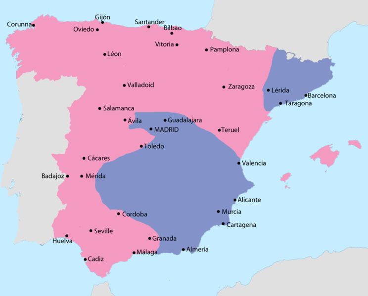 ملف:Map of the Spanish Civil War in July 1938.png