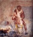 A fresco from 1st century AD depicting Polyphemus and Galatea in a naked embrace.