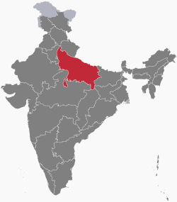Location of Uttar Pradesh in India