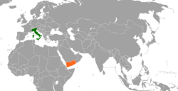 Map indicating locations of Italy and Yemen