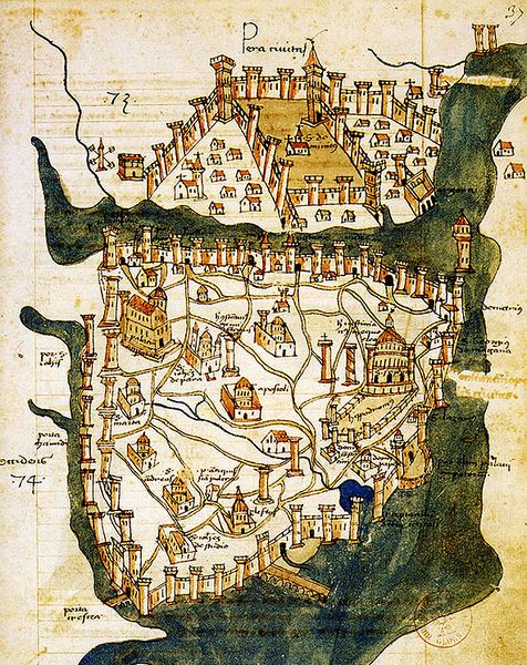 ملف:Map of Constantinople (1422) by Florentine cartographer Cristoforo Buondelmonte.jpg