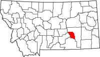 Map of Montana highlighting تريجير