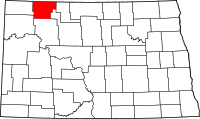 Map of North Dakota highlighting بوركي