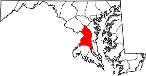 Map of Maryland highlighting مقاطعة پرنس جورج