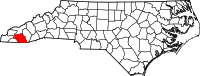 Map of North Carolina highlighting ماكون