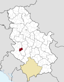 موقع بلدية أريليى في صربيا
