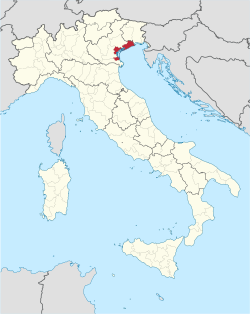Map highlighting the location of the former province of Venice in Italy