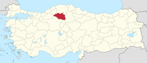 موقع محافظة تشانقري في تركيا