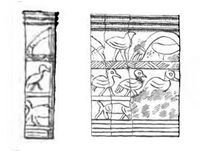 Nekhen ivory cylinder with animals, with impression (drawing)