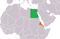 Map indicating locations of Egypt and Eritrea
