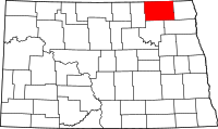 Map of North Dakota highlighting كافالير