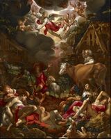 Annunciation to the Shepherds, 1606, on canvas, unusually for such a small work. 16.83 x 13.59 cm (6.63 x 5.35 in)