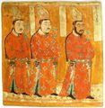 أمراء أويغور يرتدون معاطفهم وعمائمهم، الكهف 9.