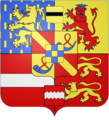An alternate coat of arms sometimes used by Frederick Henry, William II, and William III as Prince of Orange showing the county of Moers in the top center rather than Veere.[4]