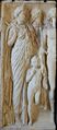 Isis, Serapis, the child Harpocrates and Dionysos (relief from Roman Africa, late 2nd century AD)