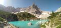 Lake Sorapiss in the Dolomites, Italy - a natural attraction that can only be reached on foot.