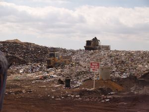 يتم دفن النفايات في مكب للنفايات ايا منها سوف يتحلل بسرعه اكبر