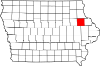 Map of Iowa highlighting ديلاوير