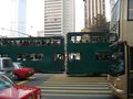 Hong Kong Tramways passing each other at Central