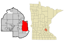 Hennepin County Minnesota Incorporated and Unincorporated areas Minneapolis Highlighted.svg