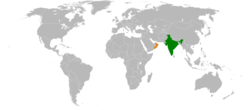 Map indicating locations of India and Oman