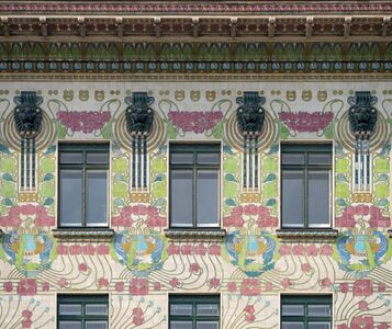 Floral design by Alois Ludwig on the facade of one of the Linke Wienzeile Buildings by Otto Wagner (1898)