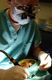US Navy 040324-N-8213G-148 Lt. Cmdr. David Craig, of Brilliant, Ohio, performs a root canal on his patient.jpg