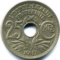 1917 French coin with integrated hole