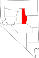 Map of Nevada highlighting يوريكا